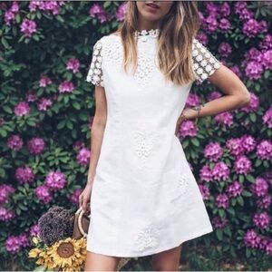 Anthropologie Corey Lynn Calter Linen LORIENT White Crochet Floral Dress 10